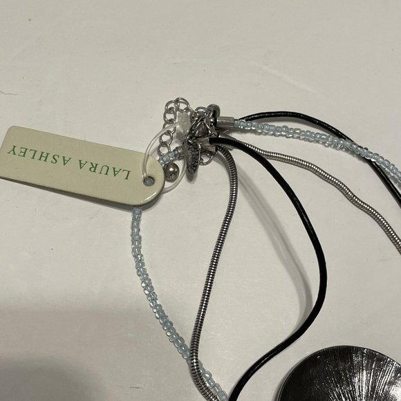 NWT 15” Laura ashley mixed media necklace beaded statement multistrand Blue - Picture 6 of 9